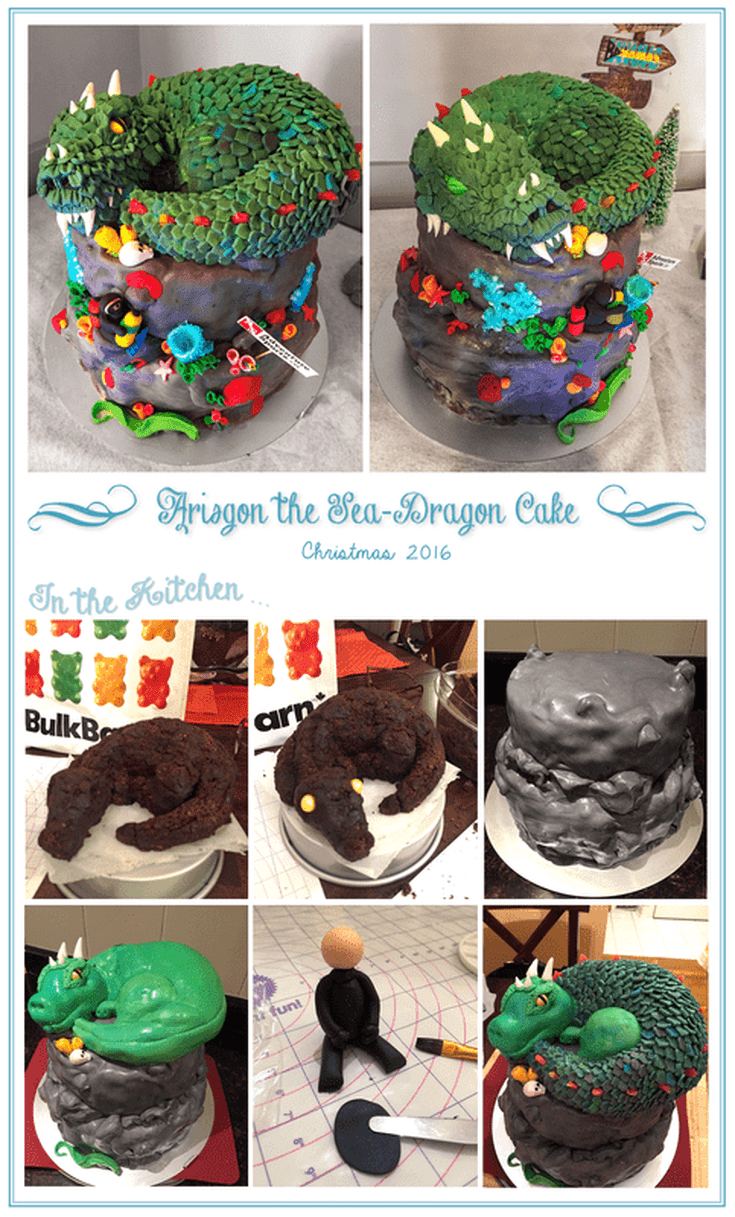 Scuba Dragon cake design