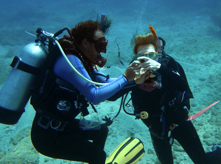 Learning to scuba, and buddy breathing